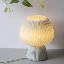 Bright Accents Beleuchtung-Gestreifte Pilz-Tischlampe – Stilvolle Glasleuchte
