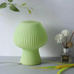 Bright Accents Beleuchtung-Gestreifte Pilz-Tischlampe – Stilvolle Glasleuchte