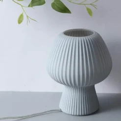 Bright Accents Beleuchtung-Gestreifte Pilz-Tischlampe – Stilvolle Glasleuchte