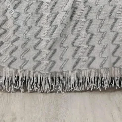 Wrap u0026 Relax Bettzeug-Gestreifte Quastendecke – kuscheliger Stricküberwurf für Zuhause und unterwegs