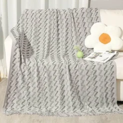 Wrap u0026 Relax Bettzeug-Gestreifte Quastendecke – kuscheliger Stricküberwurf für Zuhause und unterwegs