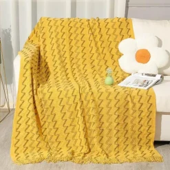 Wrap u0026 Relax Bettzeug-Gestreifte Quastendecke – kuscheliger Stricküberwurf für Zuhause und unterwegs