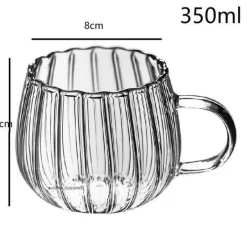 Plates u0026 More Küche & Esszimmer-Gestreifter Kaffeebecher aus Glas – hitzebeständiges Trinkgeschirr mit Henkel