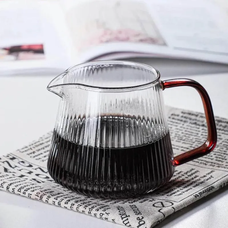 Tom Küche & Esszimmer-Gestreifter Kaffeekessel aus Glas – Teekanne mit V-Ausguss, 350 ml, 500 ml