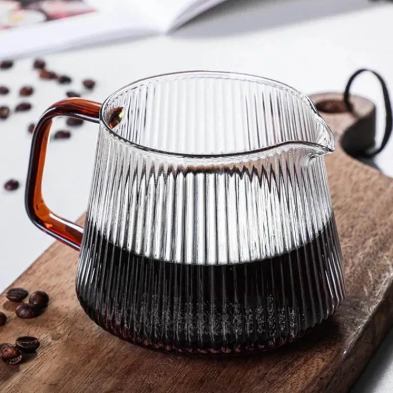 Tom Küche & Esszimmer-Gestreifter Kaffeekessel aus Glas – Teekanne mit V-Ausguss, 350 ml, 500 ml