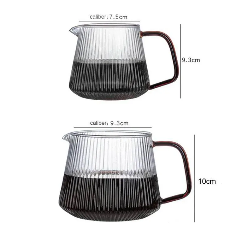 Tom Küche & Esszimmer-Gestreifter Kaffeekessel aus Glas – Teekanne mit V-Ausguss, 350 ml, 500 ml