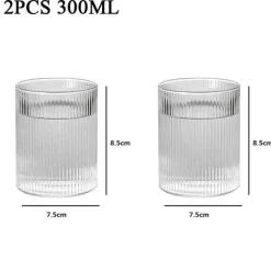 Plates u0026 More Küche & Esszimmer-Gestreiftes Kaffeetassen-Set aus Glas – vielseitiges Trinkgeschirr für Kaffee, Tee, Wein