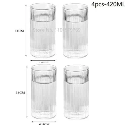 Plates u0026 More Küche & Esszimmer-Gestreiftes Kaffeetassen-Set aus Glas – vielseitiges Trinkgeschirr für Kaffee, Tee, Wein