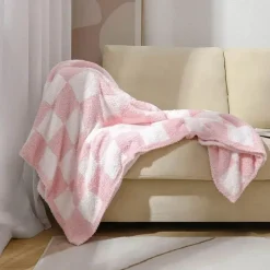 Wrap u0026 Relax Bettzeug-Gestrickte Schachbrettdecke – Gemütlicher Überwurf für die Heimdekoration