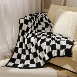 Wrap u0026 Relax Bettzeug-Gestrickte Schachbrettdecke – Gemütlicher Überwurf für die Heimdekoration