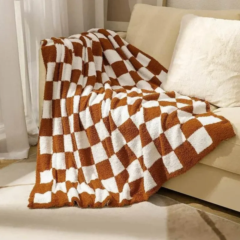 Wrap u0026 Relax Bettzeug-Gestrickte Schachbrettdecke – Gemütlicher Überwurf für die Heimdekoration