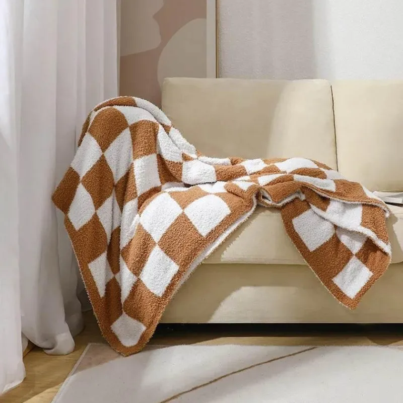 Wrap u0026 Relax Bettzeug-Gestrickte Schachbrettdecke – Gemütlicher Überwurf für die Heimdekoration