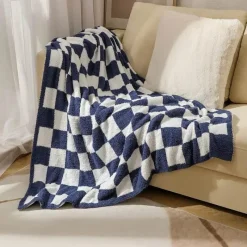 Wrap u0026 Relax Bettzeug-Gestrickte Schachbrettdecke – Gemütlicher Überwurf für die Heimdekoration