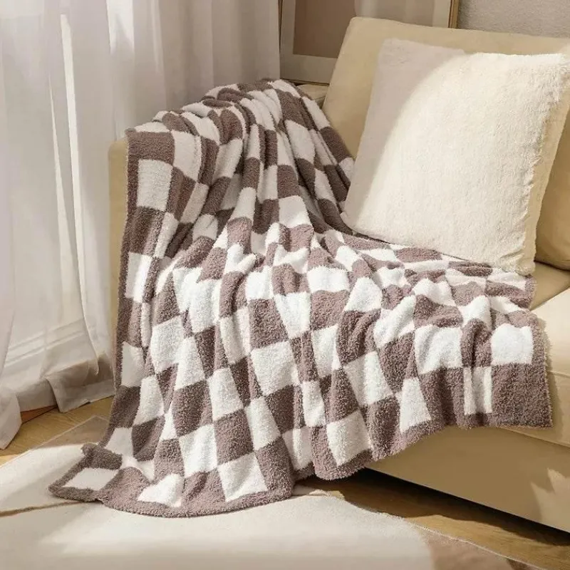 Wrap u0026 Relax Bettzeug-Gestrickte Schachbrettdecke – Gemütlicher Überwurf für die Heimdekoration