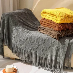 Wrap u0026 Relax Bettzeug-Gestrickte Sofadecke – gemütlicher, einfarbiger Überwurf für Zuhause und unterwegs