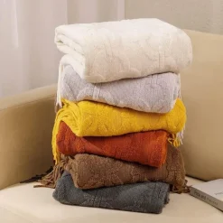 Wrap u0026 Relax Bettzeug-Gestrickte Sofadecke – gemütlicher, einfarbiger Überwurf für Zuhause und unterwegs