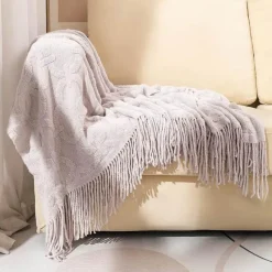 Wrap u0026 Relax Bettzeug-Gestrickte Sofadecke – gemütlicher, einfarbiger Überwurf für Zuhause und unterwegs