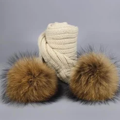 The Decor Haven Babykleidung|Babykleidung-Gestricktes Pelzmütze- und Schal-Set – kuschelige Winteraccessoires