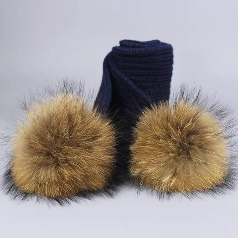 The Decor Haven Babykleidung|Babykleidung-Gestricktes Pelzmütze- und Schal-Set – kuschelige Winteraccessoires