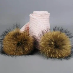 The Decor Haven Babykleidung|Babykleidung-Gestricktes Pelzmütze- und Schal-Set – kuschelige Winteraccessoires