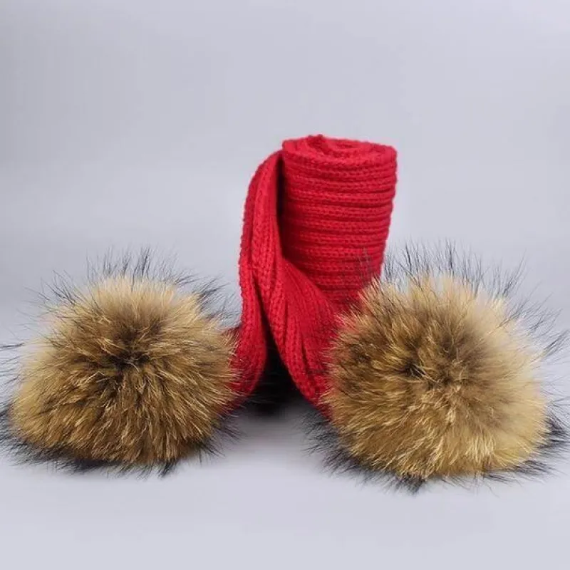 The Decor Haven Babykleidung|Babykleidung-Gestricktes Pelzmütze- und Schal-Set – kuschelige Winteraccessoires
