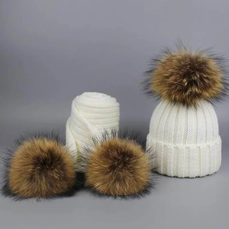 The Decor Haven Babykleidung|Babykleidung-Gestricktes Pelzmütze- und Schal-Set – kuschelige Winteraccessoires