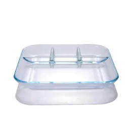 Elegance at the Table Küche & Esszimmer-Geteilter Essteller aus gehärtetem Glas – Obsttablett für westliche Speisen