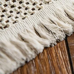 Fine Table Threads Küche & Esszimmer-Gewebter Jute-Tischläufer mit Quasten – rustikale Wohndekoration