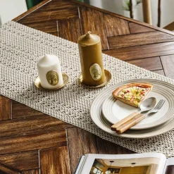 Fine Table Threads Küche & Esszimmer-Gewebter Jute-Tischläufer mit Quasten – rustikale Wohndekoration