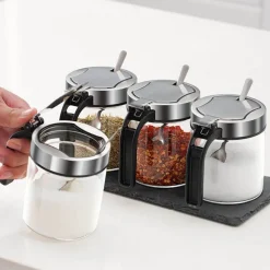 Space Savvy Küche & Esszimmer-Gewürzglas aus Glas – feuchtigkeitsbeständiger Aufbewahrungsbehälter