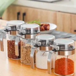 Tom Küche & Esszimmer-Gewürzglas aus Glas mit PP-Deckel – langlebiger Gewürzbehälter für die Küche für Kräuter und Gewürze