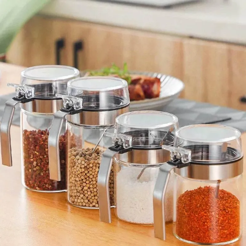 Tom Küche & Esszimmer-Gewürzglas aus Glas mit PP-Deckel – langlebiger Gewürzbehälter für die Küche für Kräuter und Gewürze
