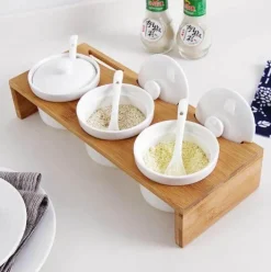 Space Savvy Küche & Esszimmer-Gewürzglas aus Keramik – Küchenorganizer im japanischen Stil