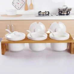 Space Savvy Küche & Esszimmer-Gewürzglas aus Keramik – Küchenorganizer im japanischen Stil