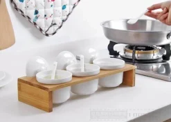 Space Savvy Küche & Esszimmer-Gewürzglas aus Keramik – Küchenorganizer im japanischen Stil