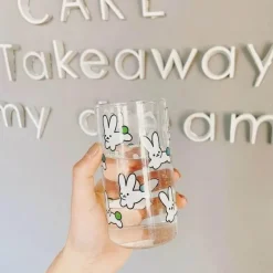 Plates u0026 More Küche & Esszimmer-Glasbecher-Set mit muster – Frühstücksbecher mit Milch und Hafer