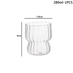 Plates u0026 More Küche & Esszimmer-Glasbecher-Set mit vertikalen Streifen – Tassen für Kaffee, Tee, Saft und Milch