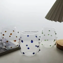 Plates u0026 More Küche & Esszimmer-Glasbecher-Set mit Wellendesign und Punkten – Stilvolle Kaffeetassen