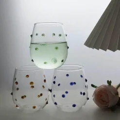 Plates u0026 More Küche & Esszimmer-Glasbecher-Set mit Wellendesign und Punkten – Stilvolle Kaffeetassen