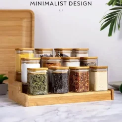 Plates u0026 More Küche & Esszimmer-Glasgefäß mit Bambusdeckel – Vorratsbehälter für Tee und Kaffee