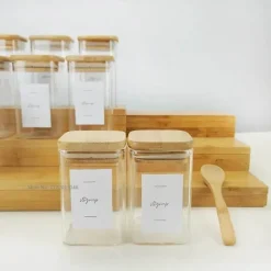 Plates u0026 More Küche & Esszimmer-Glasgefäß mit Bambusdeckel – Vorratsbehälter für Tee und Kaffee