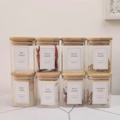 Plates u0026 More Küche & Esszimmer-Glasgefäß mit Bambusdeckel – Vorratsbehälter für Tee und Kaffee