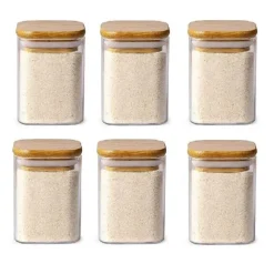 Plates u0026 More Küche & Esszimmer-Glasgefäß mit Bambusdeckel – Vorratsbehälter für Tee und Kaffee