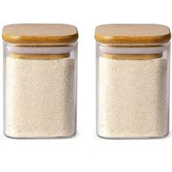 Plates u0026 More Küche & Esszimmer-Glasgefäß mit Bambusdeckel – Vorratsbehälter für Tee und Kaffee