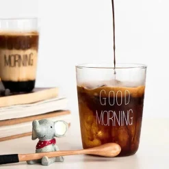 Plates u0026 More Küche & Esszimmer-Glastasse mit goldener Beschriftung – ideal für Kaffee, Milch, Saft, Tee