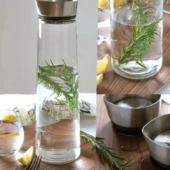 Plates u0026 More Küche & Esszimmer-Glaswasserflasche mit Edelstahldeckel – 1,5 l