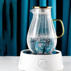 Plates u0026 More Küche & Esszimmer-Glaswasserflasche mit großem Fassungsvermögen – Krug mit vertikalen Streifen für heiße und kalte Getränke