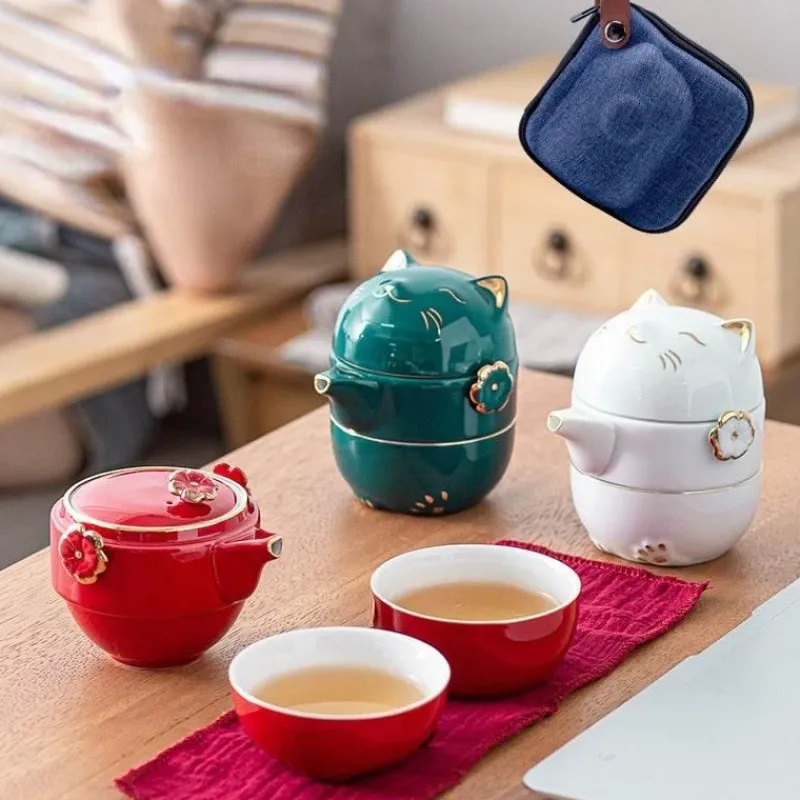 The Decor Haven Küche & Esszimmer-Glückskatze-Teeservice aus Keramik – das perfekte Geschenk für Katzenliebhaber