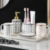The Bath Nook Badezimmer-Gold Ceramic Circle Print Bathroom Set - Elegant Decor for Home