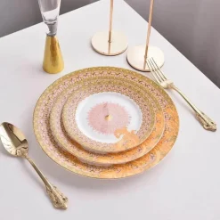 Feast u0026 Flair Küche & Esszimmer-Golden Flower Geschirrset aus Bone China – Elegantes Essgeschirr